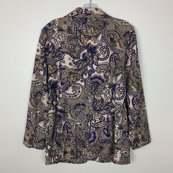 Coldwater Creek Womens S Blazer Coat Jacket Paisley Brown Work Office Topper - Picture 3 of 15